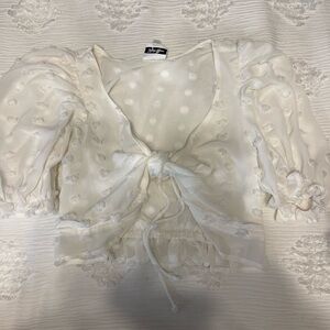 White textured summer blouse